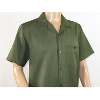 Men 2pc Walking Leisure Suit Short Sleeves By DREAMS 256-04 Solid Olive Green