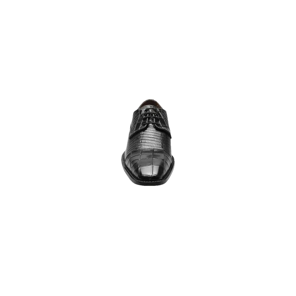 25630-001 Stacy Adams Tedesco Cap Toe Oxford Lizard Leather Dress Shoes Black