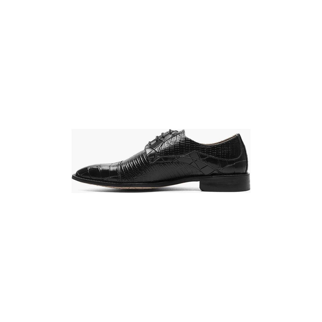 Stacy Adams Tedesco Cap Toe Oxford Lizard Leather Dress Shoes Black 25630-001