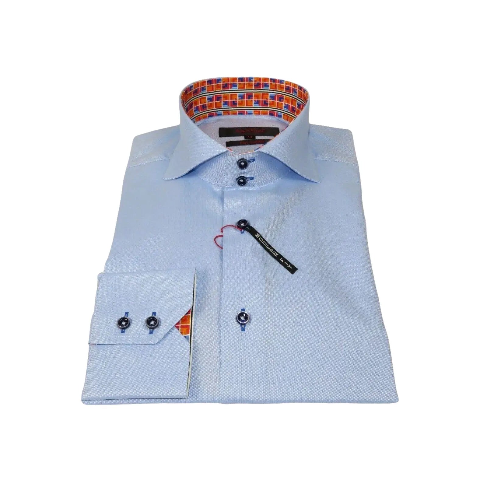 Men Dress Shirts AXXESS Turkey 100% Soft Egyptian Cotton High Collar 223-01 Blue