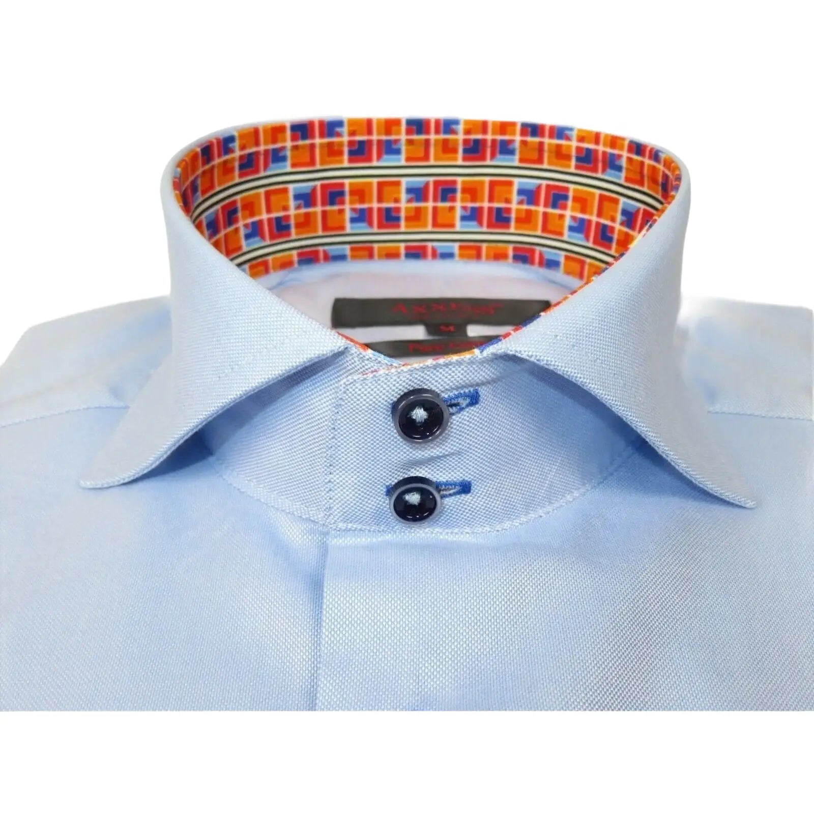 Men Dress Shirts AXXESS Turkey 100% Soft Egyptian Cotton High Collar 223-01 Blue