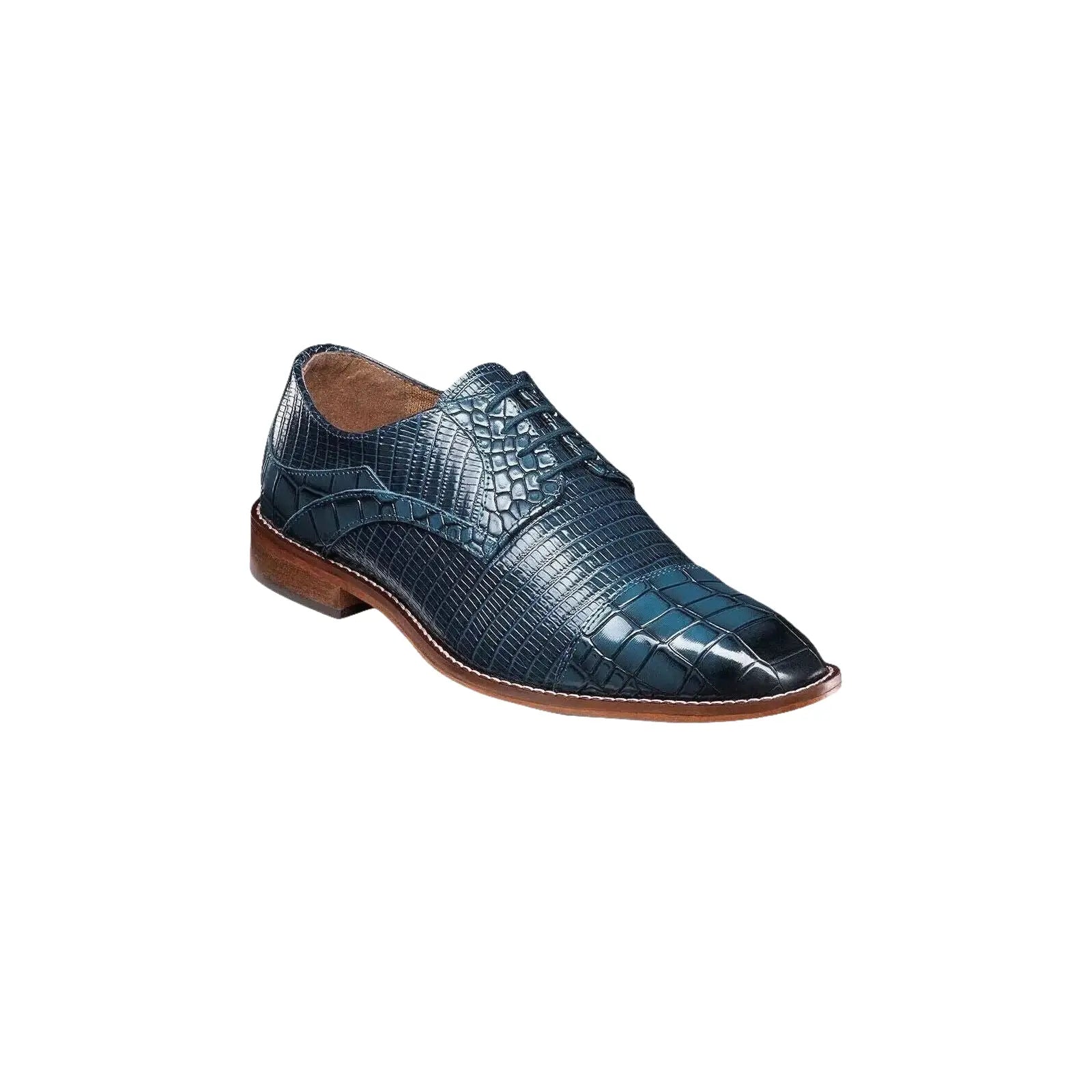25630-400 Stacy Adams Tedesco Cap Toe Oxford Lizard Leather Dress Shoes Blue