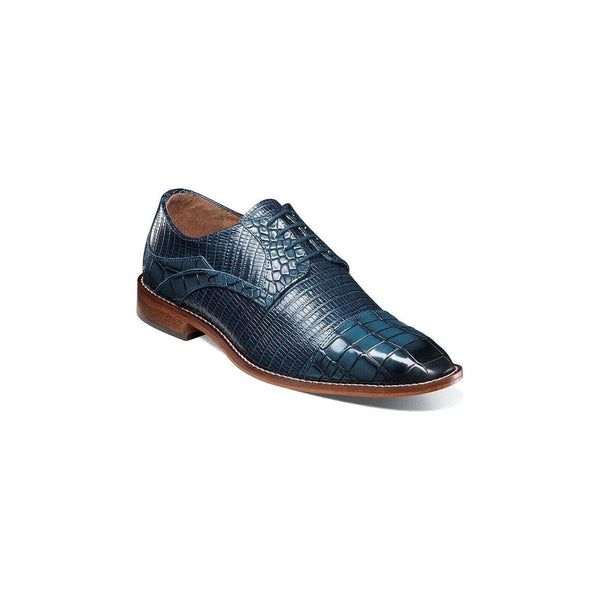 Stacy Adams Tedesco Cap Toe Oxford Lizard Leather Dress Shoes Blue 25630-400