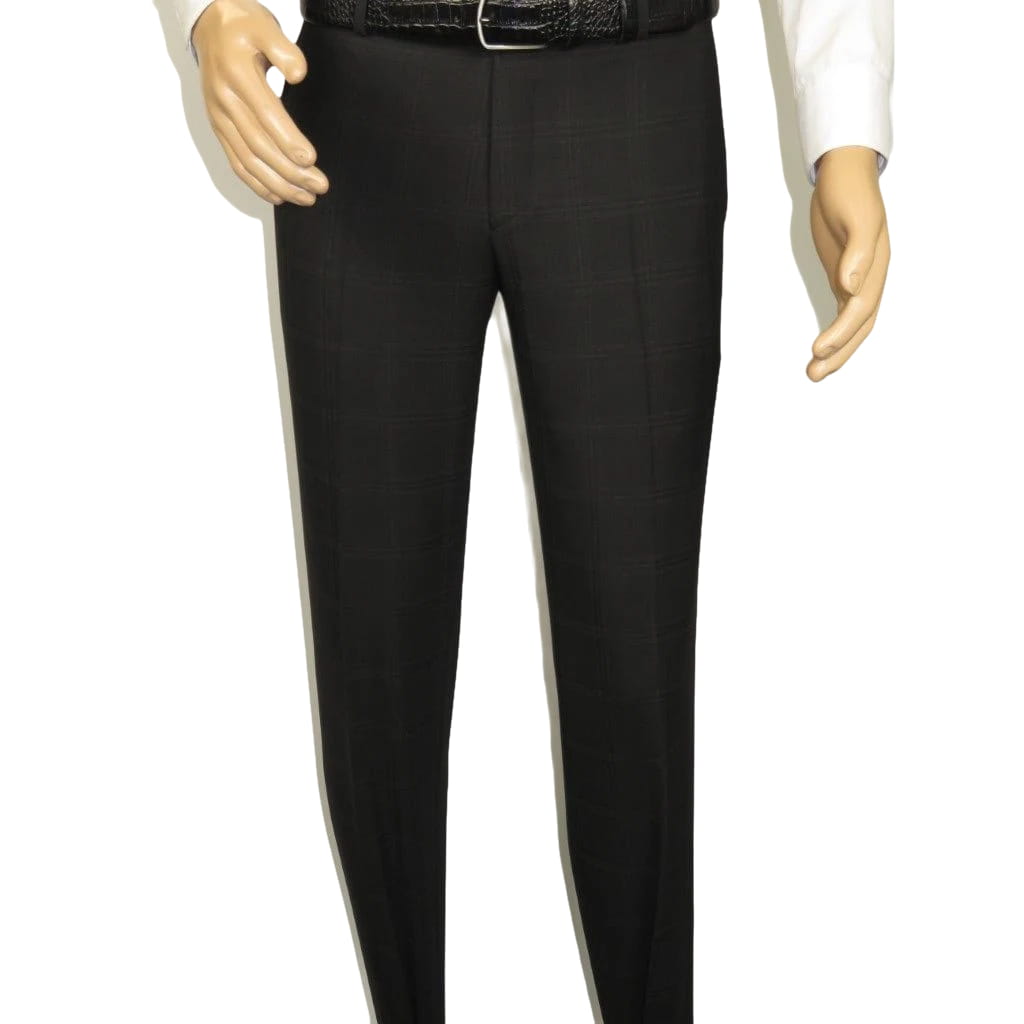 Men Suit BERLUSCONI Turkey Italian Wool 180's Single Breasted 623-01 Black Plaid