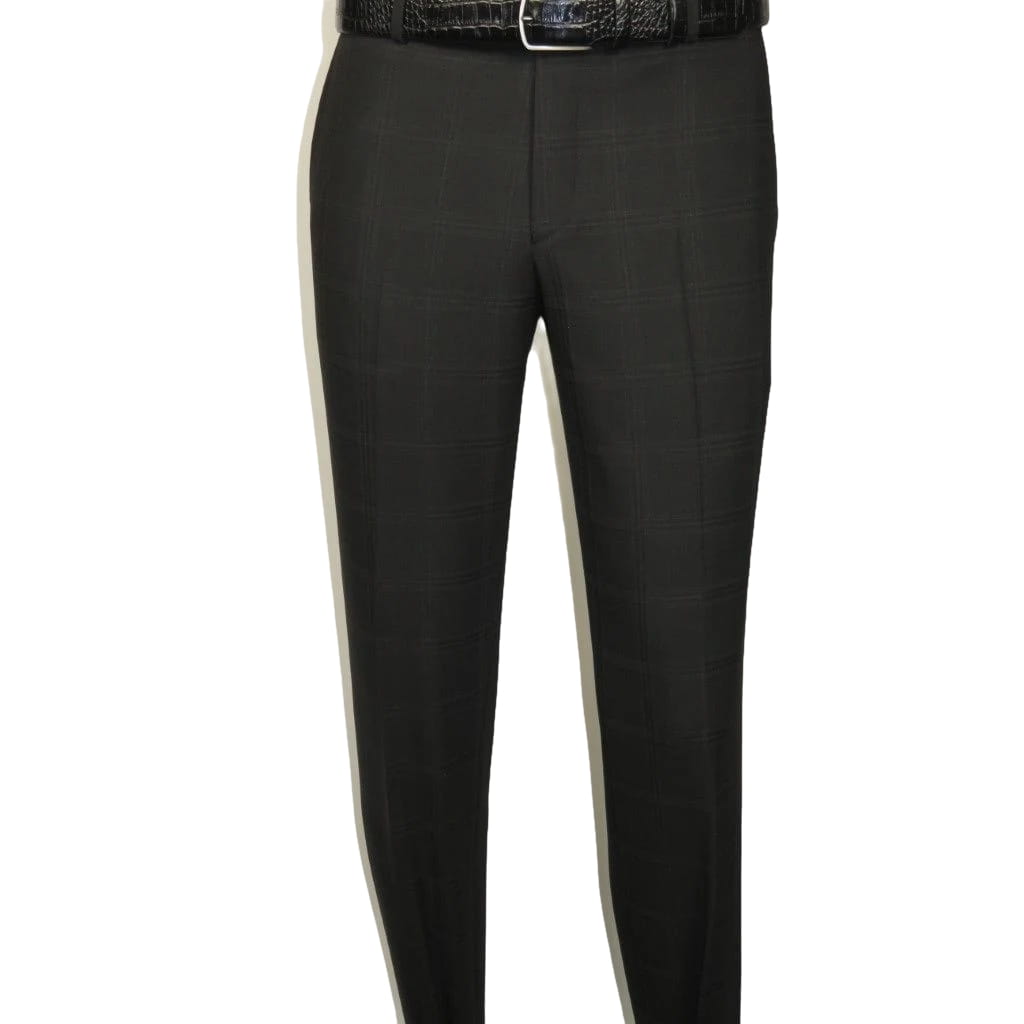 Men Suit BERLUSCONI Turkey Italian Wool 180's Single Breasted 623-01 Black Plaid