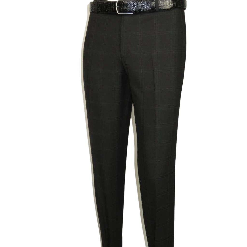 Men Suit BERLUSCONI Turkey Italian Wool 180's Single Breasted 623-01 Black Plaid