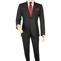 Men Suit BERLUSCONI Turkey Italian Wool 180's Single Breasted 623-01 Black Plaid