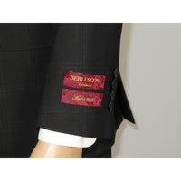 Men Suit BERLUSCONI Turkey Italian Wool 180's Single Breasted 623-01 Black Plaid