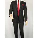 Men Suit BERLUSCONI Turkey Italian Wool 180's Single Breasted 623-01 Black Plaid