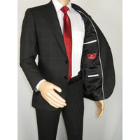 Men Suit BERLUSCONI Turkey Italian Wool 180's Single Breasted 623-01 Black Plaid