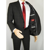 Men Suit BERLUSCONI Turkey Italian Wool 180's Single Breasted 623-01 Black Plaid