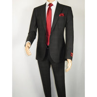 Men Suit BERLUSCONI Turkey Italian Wool 180's Single Breasted 623-01 Black Plaid