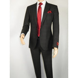 Men Suit BERLUSCONI Turkey Italian Wool 180's Single Breasted 623-01 Black Plaid