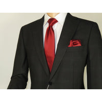 Men Suit BERLUSCONI Turkey Italian Wool 180's Single Breasted 623-01 Black Plaid