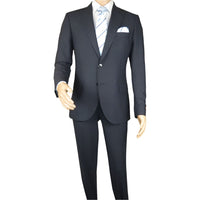 Men Suit BERLUSCONI Turkey Italian Wool 180's Single Breasted 623-03 Navy Plaid