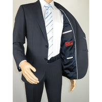 Men Suit BERLUSCONI Turkey Italian Wool 180's Single Breasted 623-03 Navy Plaid