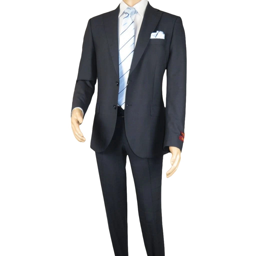 Men Suit BERLUSCONI Turkey Italian Wool 180's Single Breasted 623-03 Navy Plaid