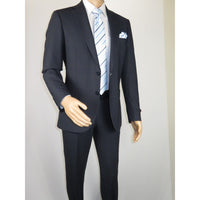 Men Suit BERLUSCONI Turkey Italian Wool 180's Single Breasted 623-03 Navy Plaid