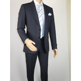 Men Suit BERLUSCONI Turkey Italian Wool 180's Single Breasted 623-03 Navy Plaid