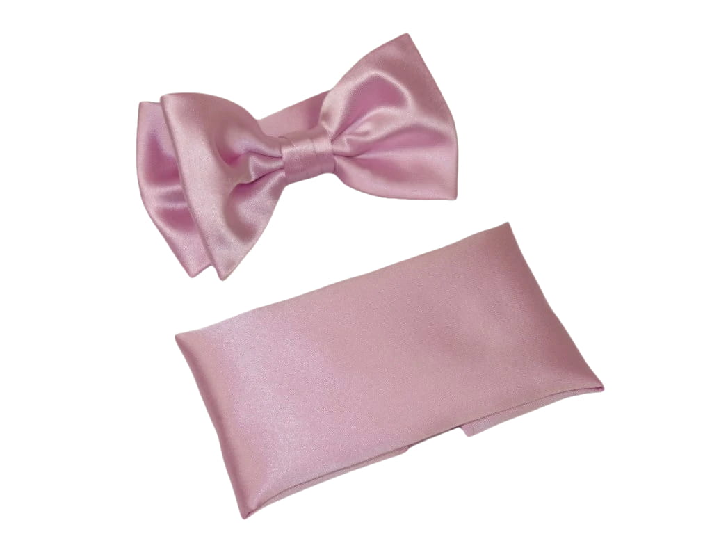 Men's Satin Silky Bow Tie Hankie by J.Valintin Collection #7 Pink