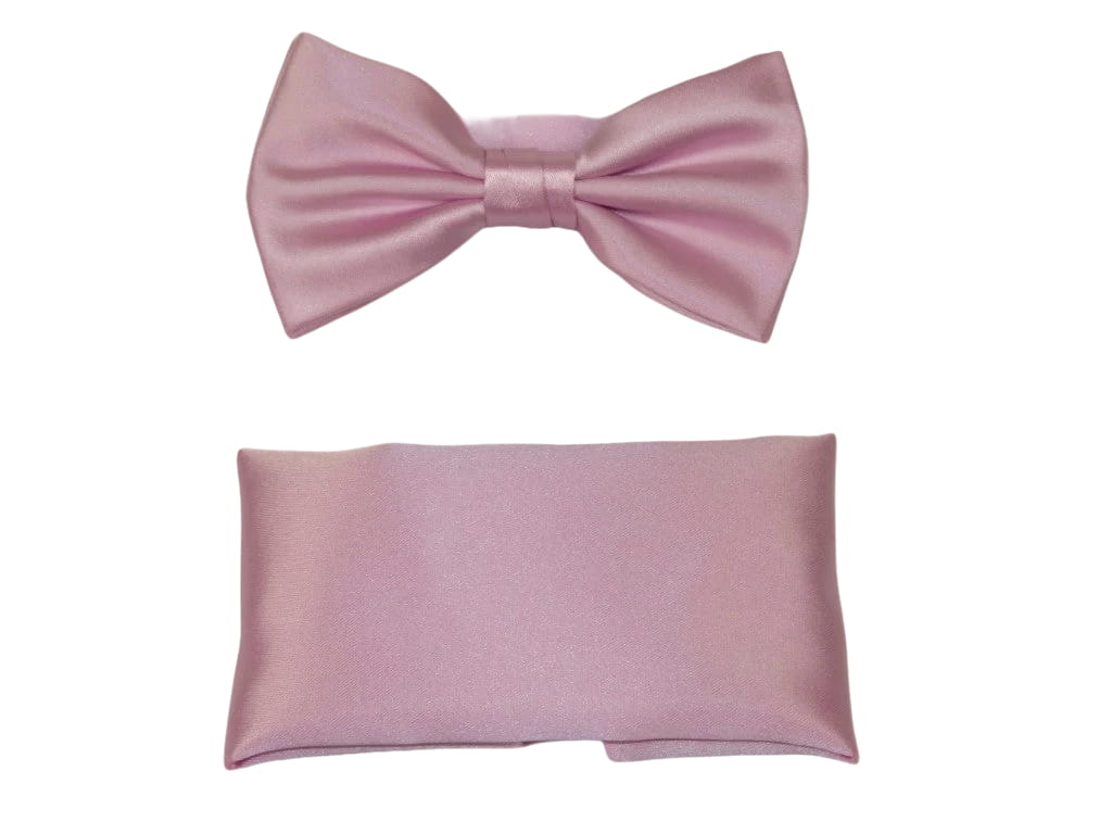 Men's Satin Silky Bow Tie Hankie by J.Valintin Collection #7 Pink