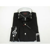 Mens AXXESS Musician Singer Cotton Shirt Turkey Musical Notes 724-22 Black White