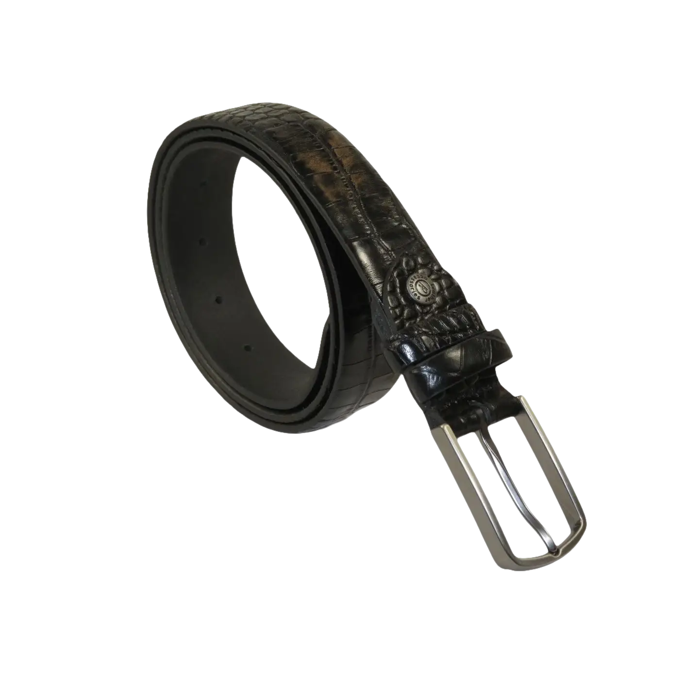 Men's Belt By PICCODER Turkey Genuine Leather Embossed Crocodile 8100 Black