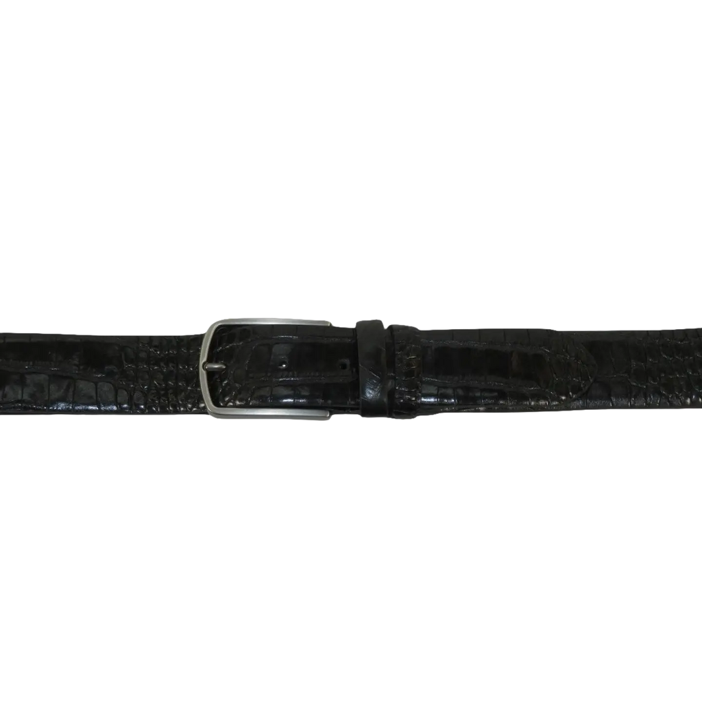 Men's Belt By PICCODER Turkey Genuine Leather Embossed Crocodile 8100 Black