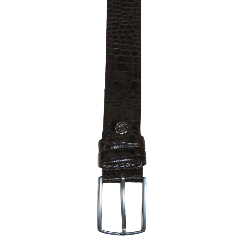 Men's Belt By PICCODER Turkey Genuine Leather Embossed Crocodile 8100 Brown