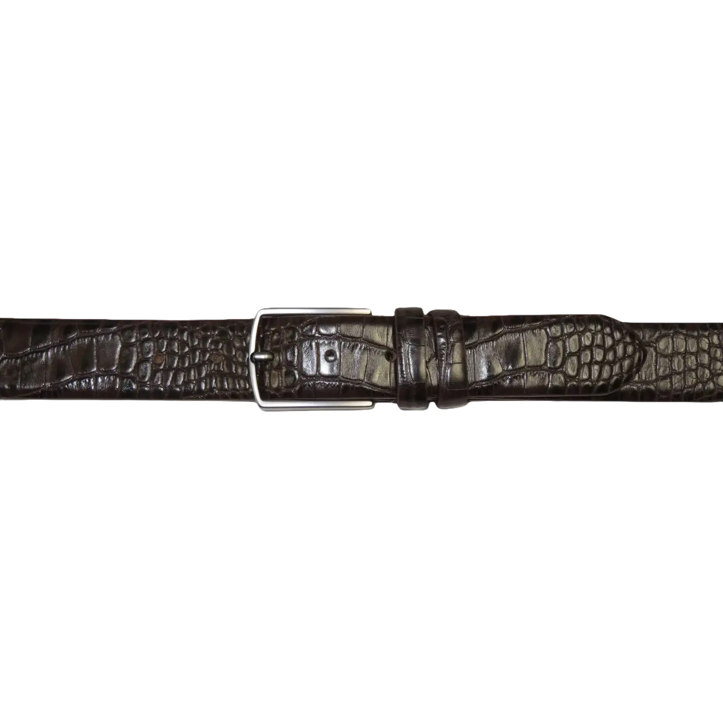 Men's Belt By PICCODER Turkey Genuine Leather Embossed Crocodile 8100 Brown