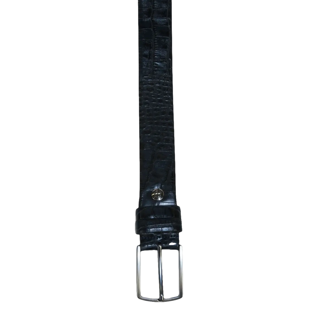 Men's Belt By PICCODER Turkey Genuine Leather Embossed Crocodile 8100 Navy