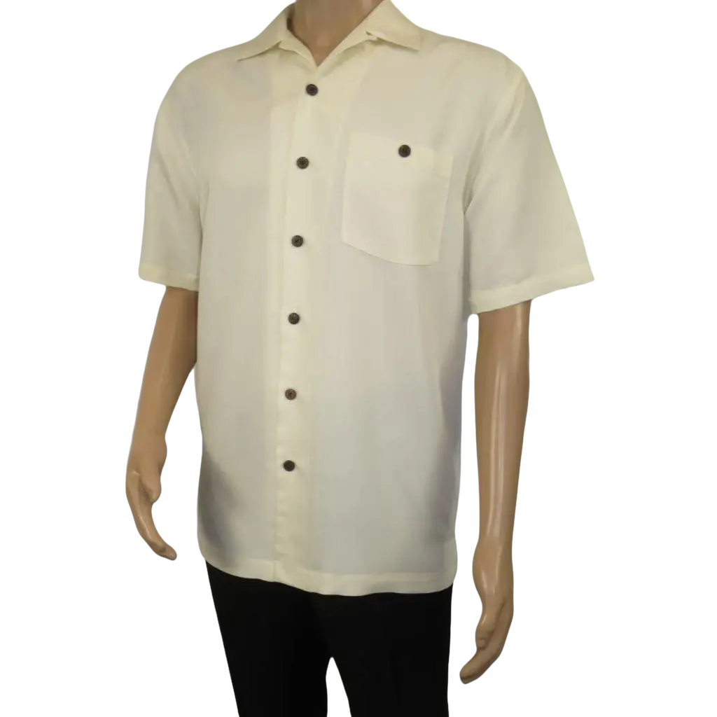 Men's Short Sleeves Summer Shirt by Indygo Smith Soft Rayon Blend 828-62 Cream