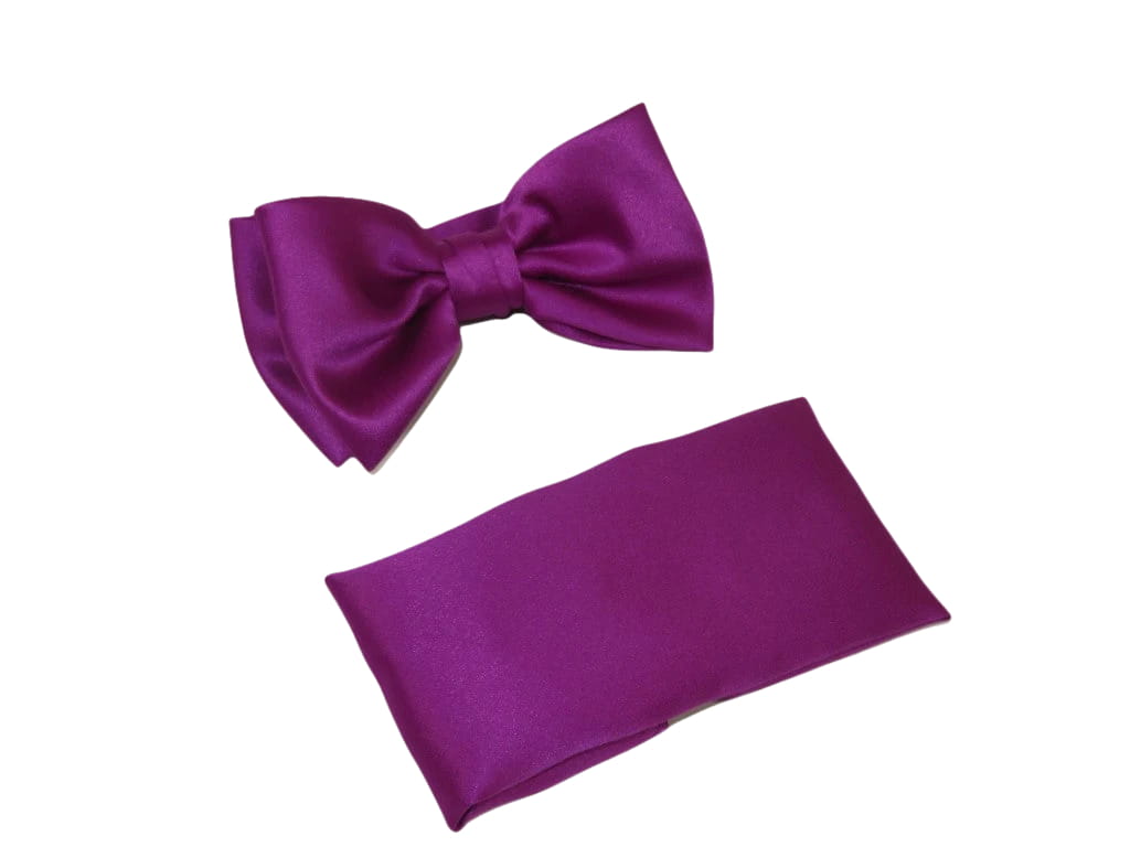 Men's Satin Silky Bow Tie Hankie by J.Valintin Collection #91 Fuchsia Pink