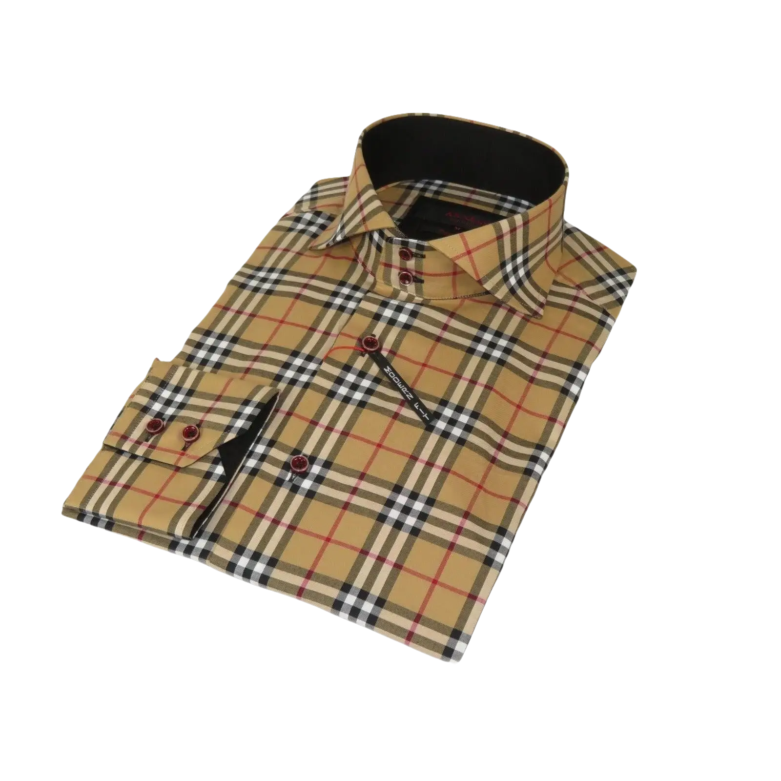 Men's AXXESS Turkey Sports Dress Shirt 100% Soft Cotton High Collar 724-21 Tan
