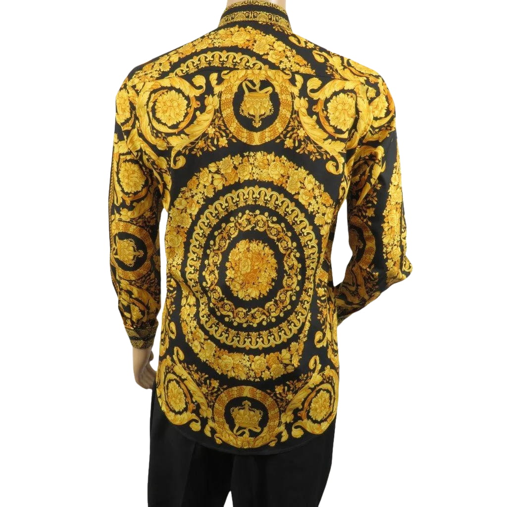 Men's AVM Crystal Shirt Medallion Medusa Cotton Turkey Slim Fit 9628-01 Gold