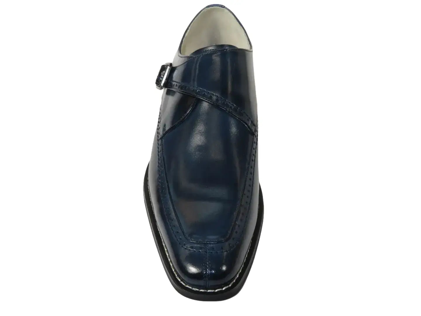 Men's Giovanni Shoes High Quality Leather Monk Strap Buckle AMATO Navy