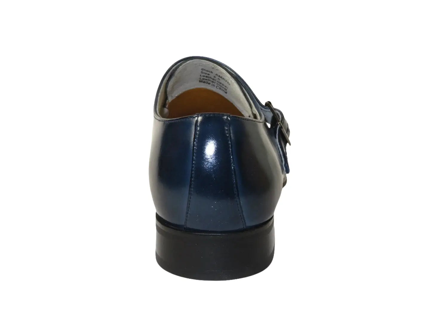 Men's Giovanni Shoes High Quality Leather Monk Strap Buckle AMATO Navy