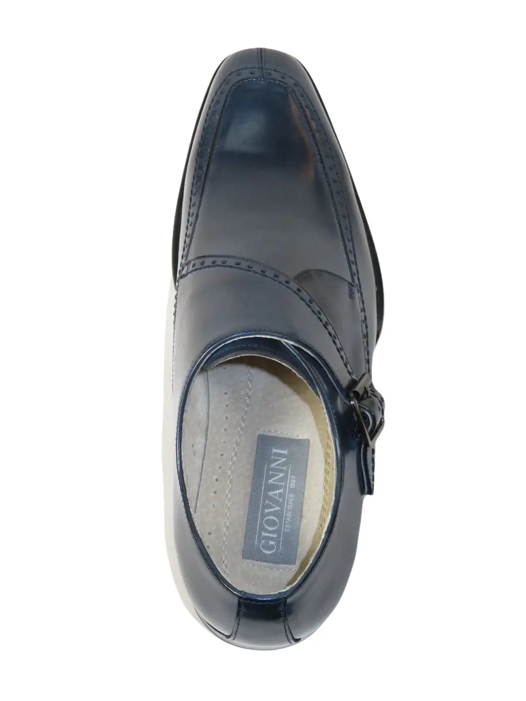 Men's Giovanni Shoes High Quality Leather Monk Strap Buckle AMATO Navy