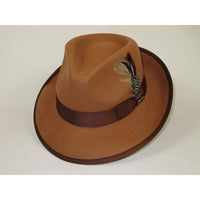 Men BENTLY Hat Australian Wool Fedora Brooks Collection BR722 Camel Brown