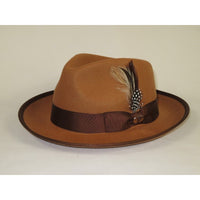 Men BENTLY Hat Australian Wool Fedora Brooks Collection BR722 Camel Brown