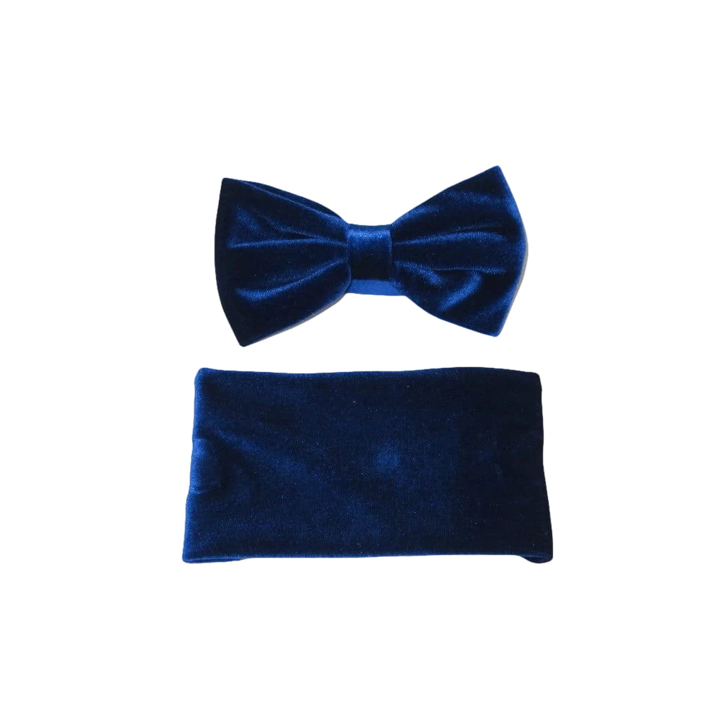 Men's Tuxedo Formal Velvet Bow Tie/Hankie By J.Valintin Fancy JVBT-11 Blue