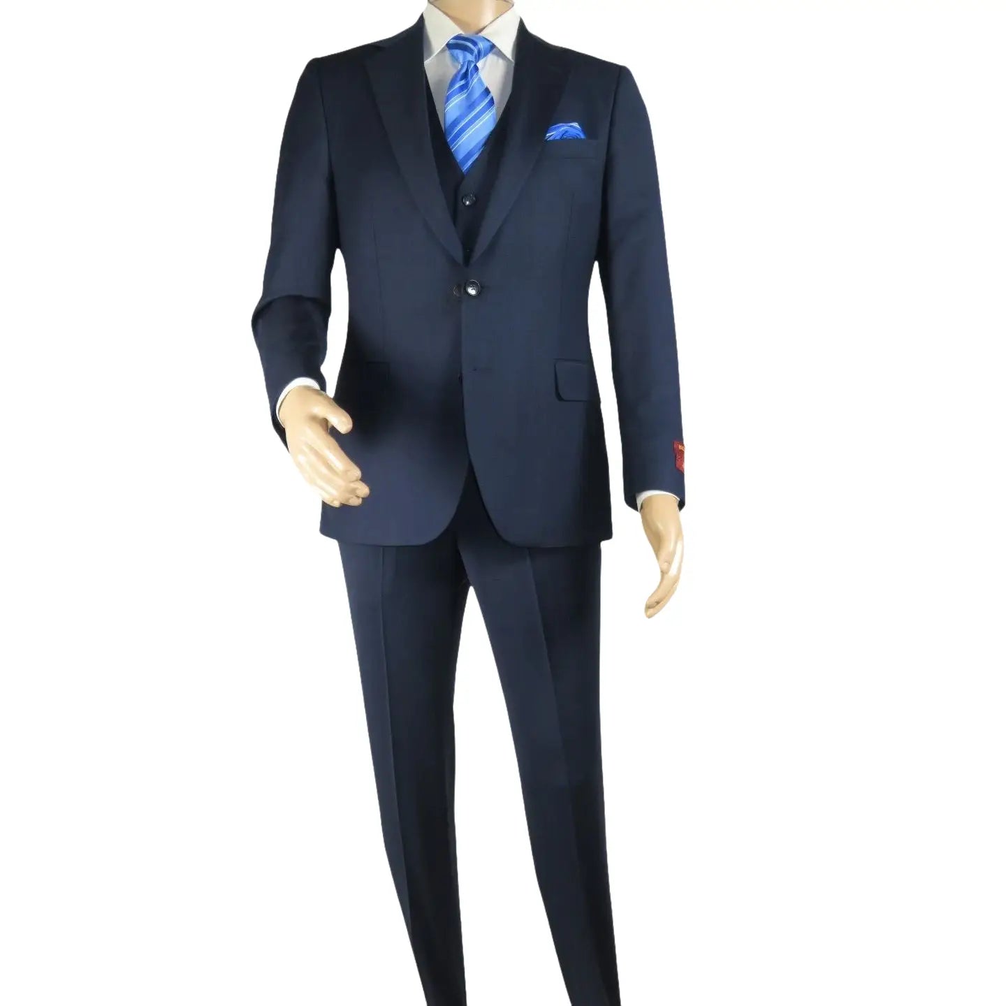 Men Suit BERLUSCONI Turkey 100% Italian Wool Super 180's 3pc Vested #Ber16 Navy