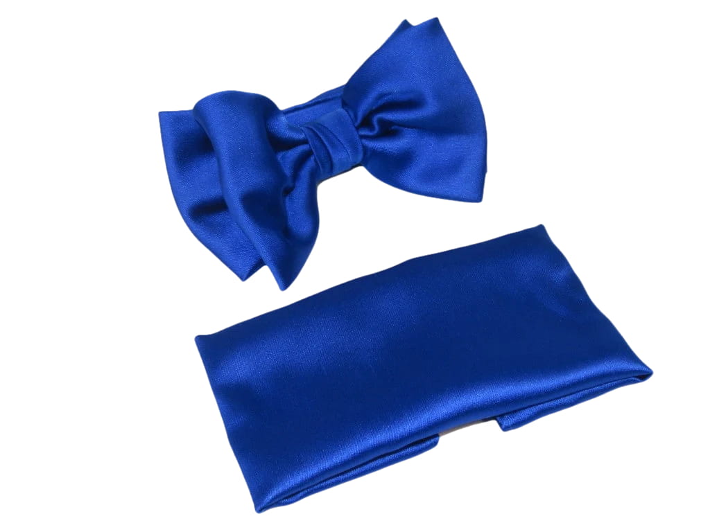 Men's Satin Silky Bow Tie Hankie by J.Valintin Collection #Bow Royal Blue