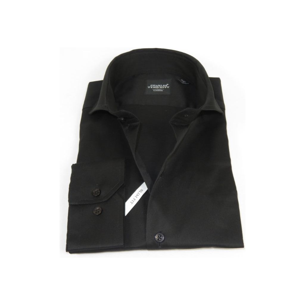 Men's Shirt Charles TYRWHITT 100% Cotton Cut-away Collar CHT-20 Black