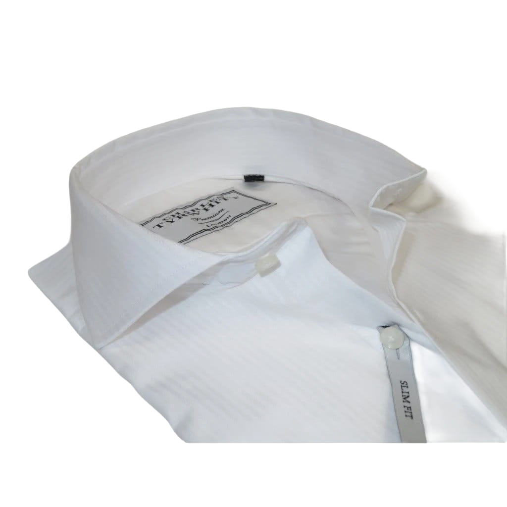 Men's Shirt Charles TYRWHITT 100% Cotton Cut-away Collar CHT-24 White Corded