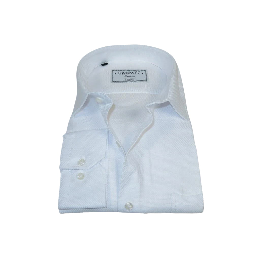 Men's Dress Shirt Charles TYRWHITT Turkey 100% Cotton CHT-16 White Pique