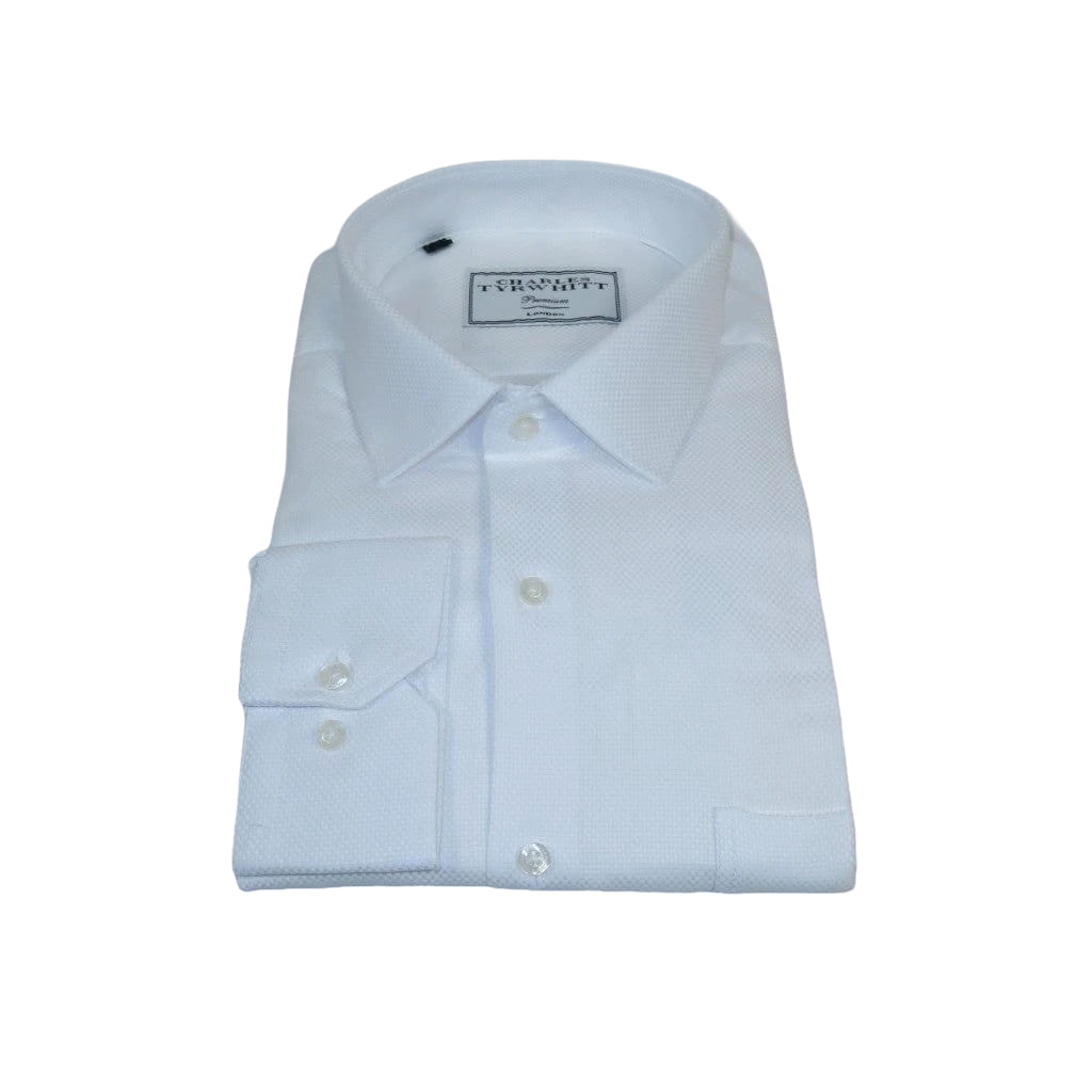 Men's Dress Shirt Charles TYRWHITT Turkey 100% Cotton CHT-16 White Pique