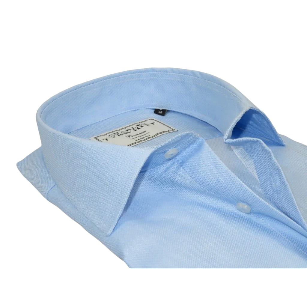 Men's Dress Shirt Charles TYRWHITT Turkey 100% Cotton CHT-17 Blue Pique