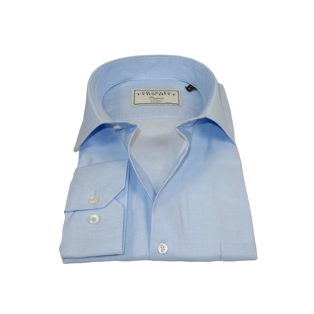 Men's Dress Shirt Charles TYRWHITT Turkey 100% Cotton CHT-17 Blue Pique