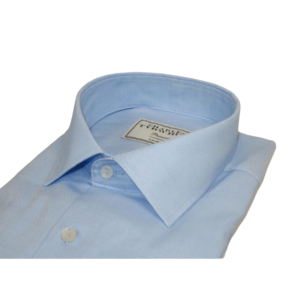 Men's Dress Shirt Charles TYRWHITT Turkey 100% Cotton CHT-17 Blue Pique